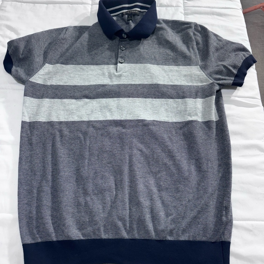 Banana Republic Blue and Gray striped sweater Polo Shirt